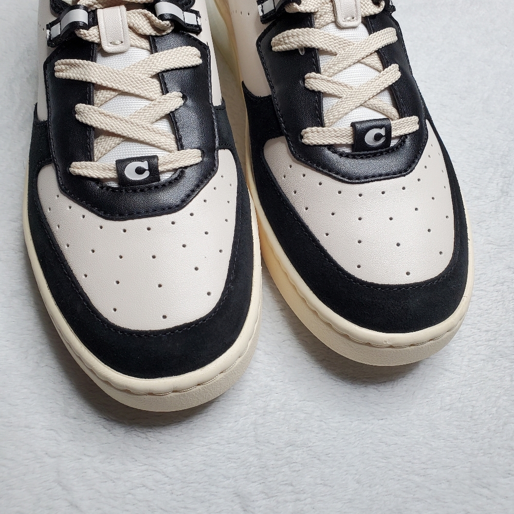 Coach Citysole Court Black & White Suede Leather Low Top Sneakers - Picture 4 of 13